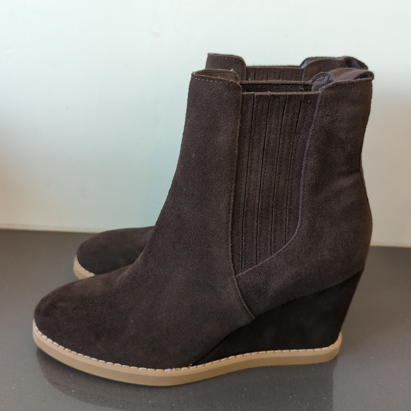 NEW Splendid leather Anthropologie chocolate brown Wynn wedge boots booties 8.5 - Picture 2 of 5